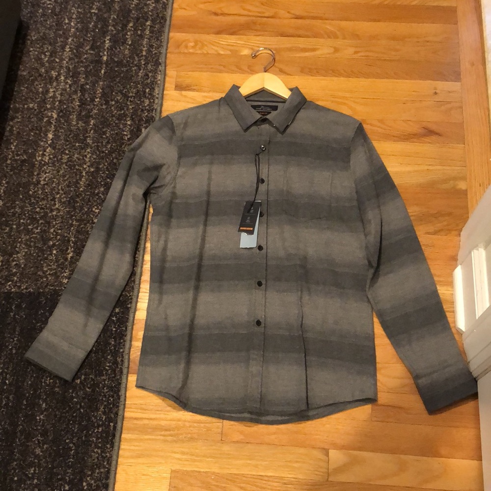 Marc Anthony Slim Fit Striped Shirt (Gray).